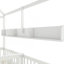 Lit plateforme simple double avec tablettes et tiroirs de rangement, style maison, lattes en bois massif, blanc-1340802595