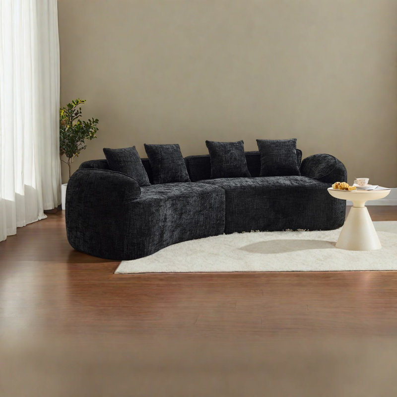 Compression Sofas, Large Foam Spring Modern Curved Couch for Home