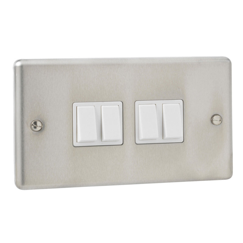 Plate 4 Gang 2 Way Wall Mounted Light Switch