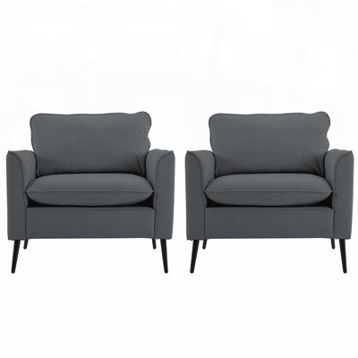 Set of 2 Faux Leather Accent Chair with Supportive Pillows for Living Room, Bedroom or Office
