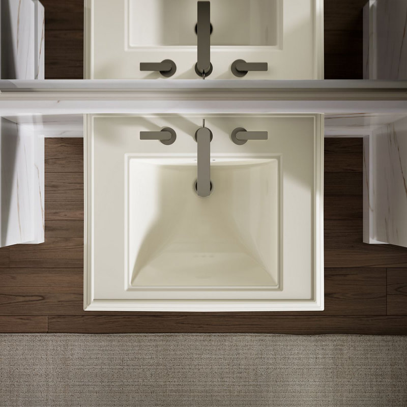 Memoirs Rectangular Pedestal Bathroom Sink with Overflow, Biscuit, 8'' Centers
