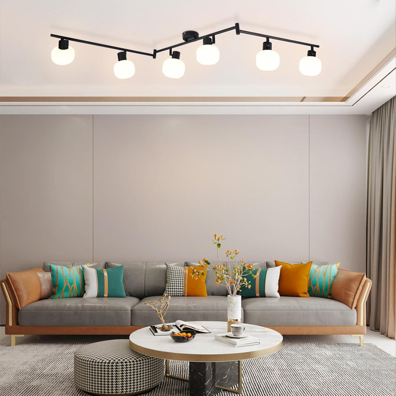 Ceiling spotlight 6-flame ceiling light living room - ceiling lamp spotlight indoor vintage glass ceiling spots E14 Morden 350° swivel spots for bedroom hallway (without bulb)