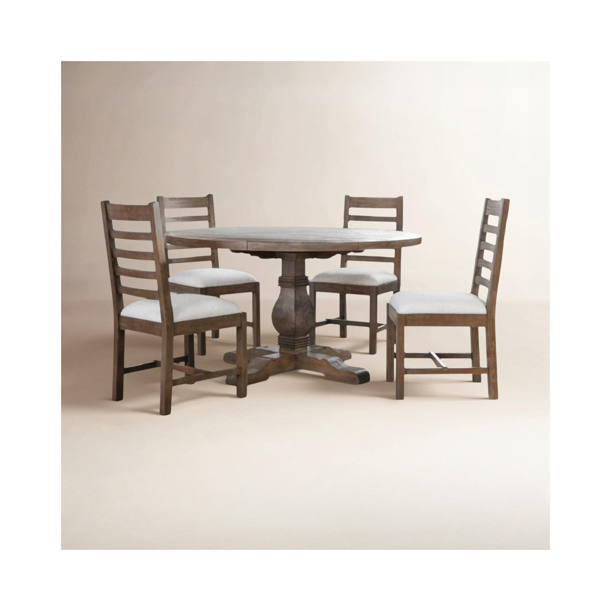 Kinston 5 Piece Dining Set, Distressed Brown