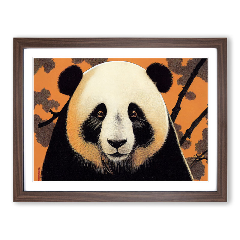 Blessed Panda - Single Picture Frame Print, 46cm H x 64cm W x 2cm D, Oak