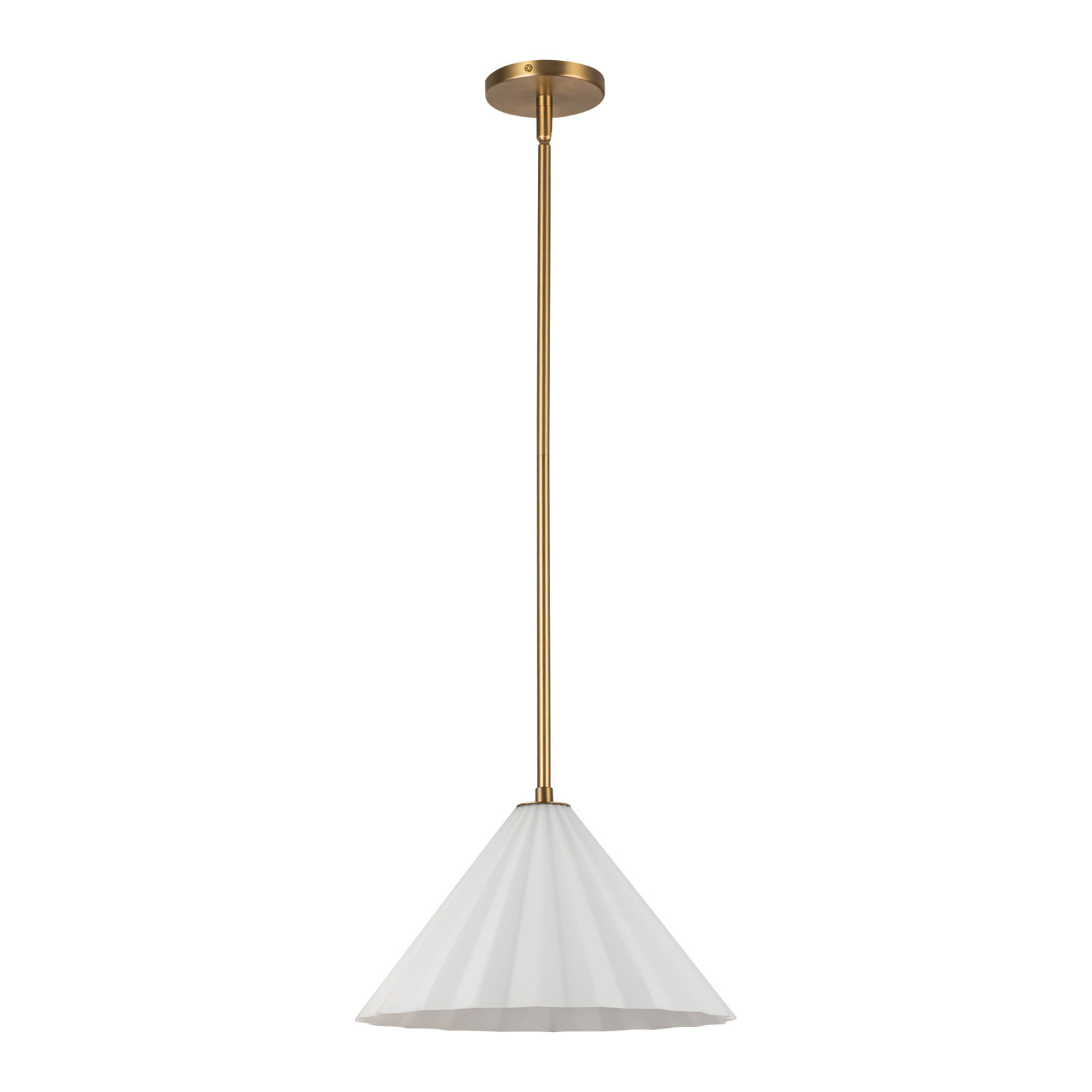 Yuridia Single Light Glass Steel Pendant, Aged Brass, 8.25"H x 13.62"W x 13.62"D