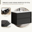 Meuble-lavabo 36 po avec lavabo en céramique - Meuble-lavabo mural flottant cannelé gris avec tiroirs, moderne