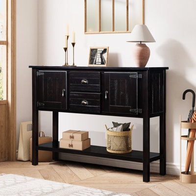 Solid Wood Console Table With Cabinets, Retro Look, Easy Assembly - 48'' Buffet Cabinet, Ample Storage Space