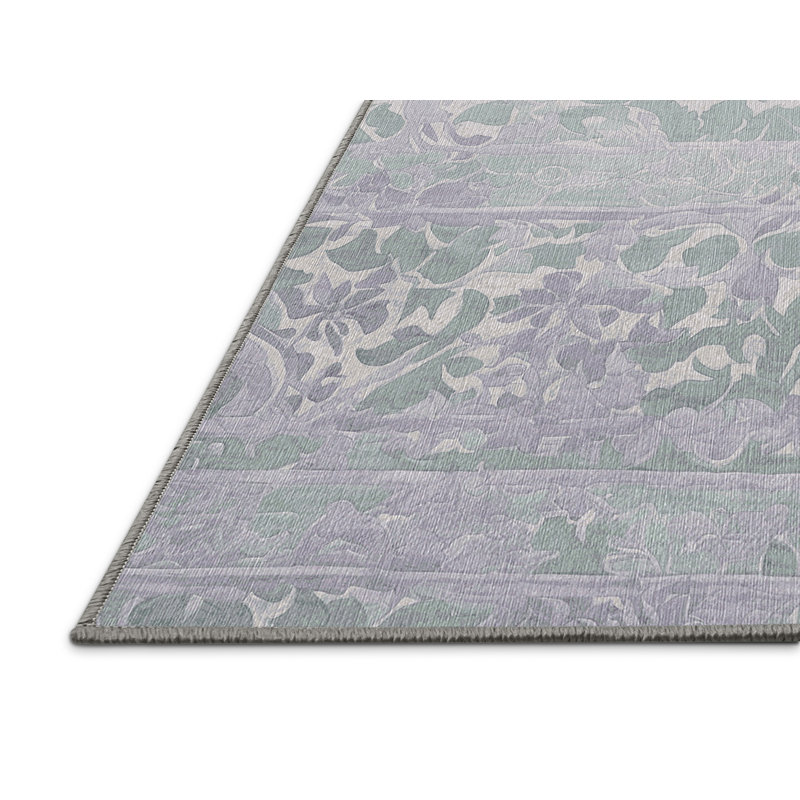 Machine Washable Gray Area Rug, Square 5'