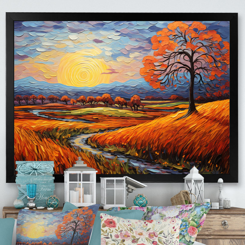 Vangogh Autumn Path II, H 24 po x l 32 po x P 1 po, Cadre simple noir