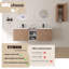 Ensemble de meuble-lavabo double 60 po avec lavabo en résine, petite tablette de rangement et armoire murale 60 po-2000814092