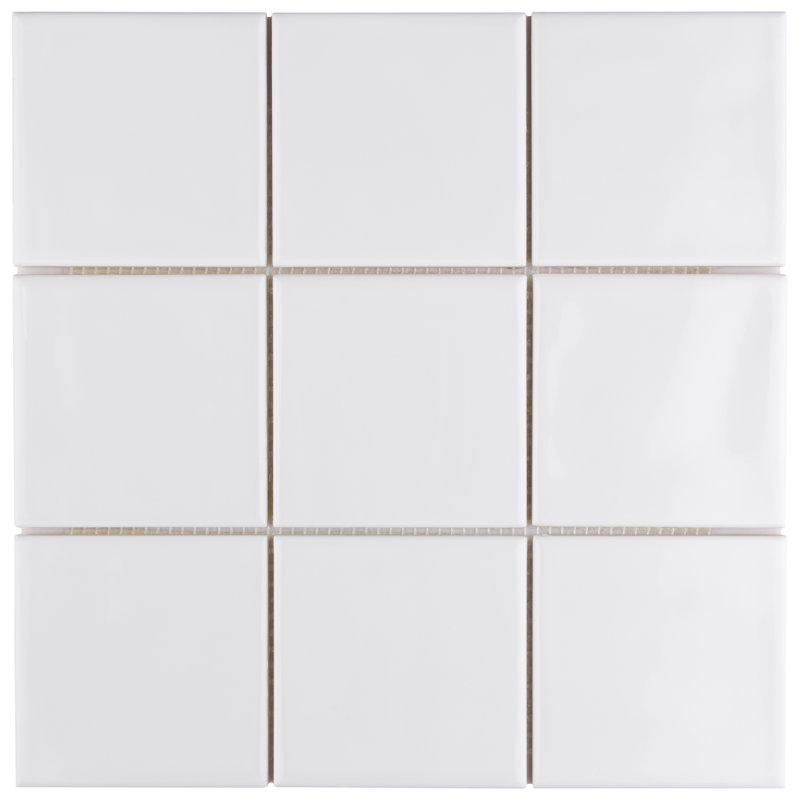 Twist 4" x 4" Ceramic Grid Mosaic Tile