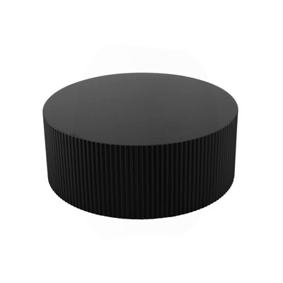 Modern Round Coffee Table - Eye-Catching Relief Design - Black