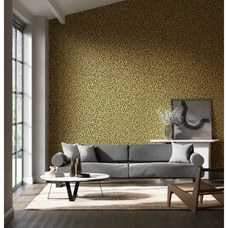 Melodic Wallpaper, Gold/Black Earth