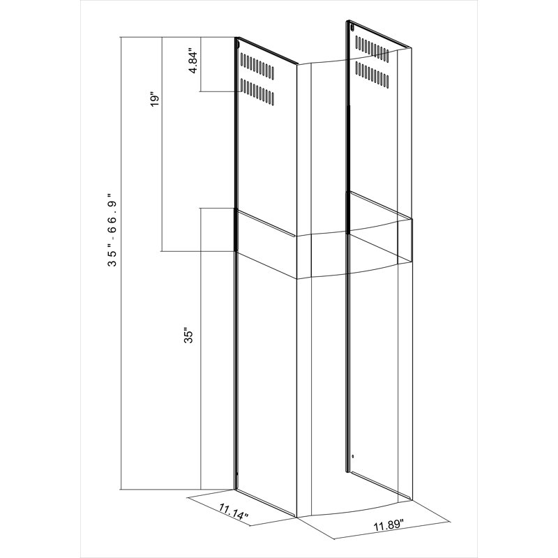 Winflo Black Stainless Steel Range Hood Chimney Extension