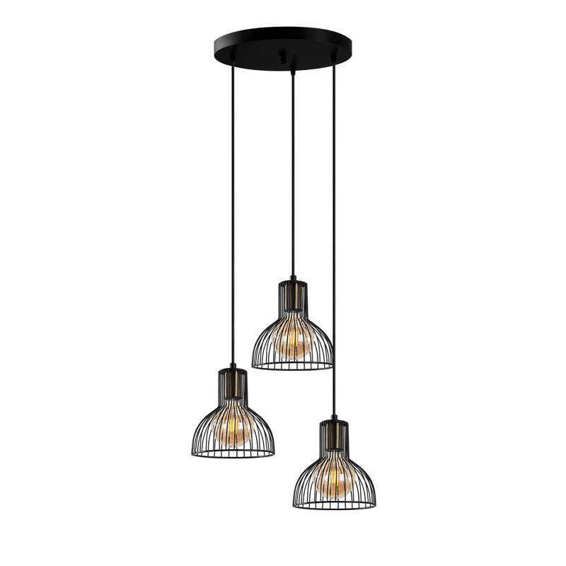 Luminaire suspendu en forme de dôme à 3 lumières