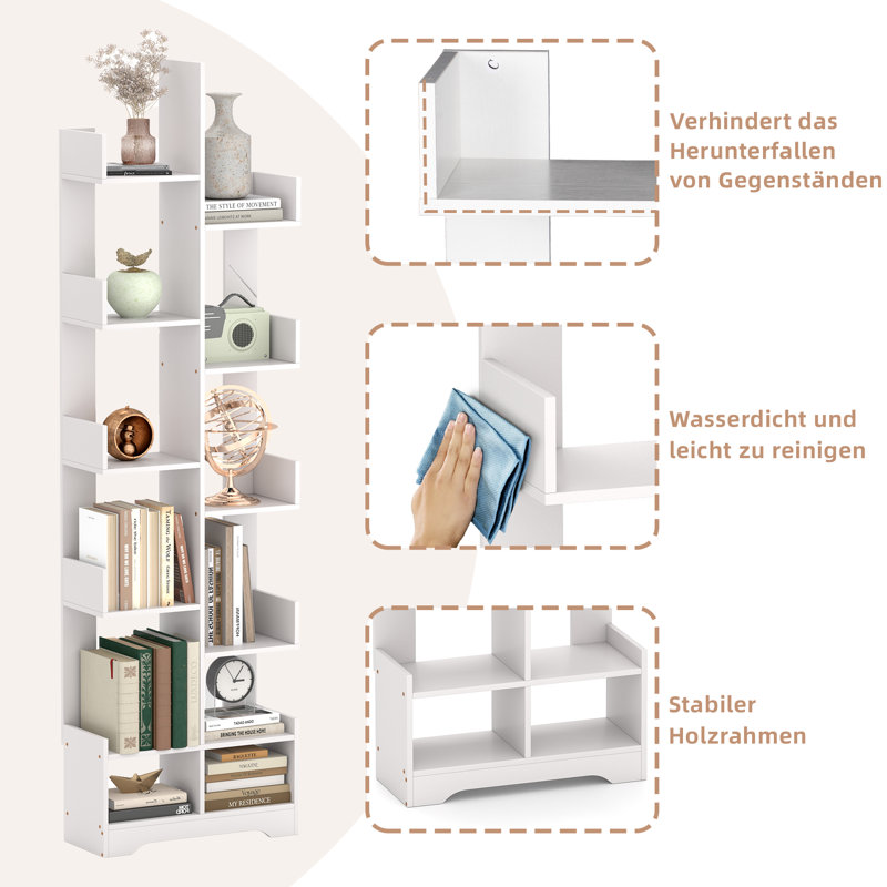 Cactus Bookcase  Freestanding Storage Organizer Corner Display Rack Cabinet for Bedroom Living Room Office Bookshelf Display