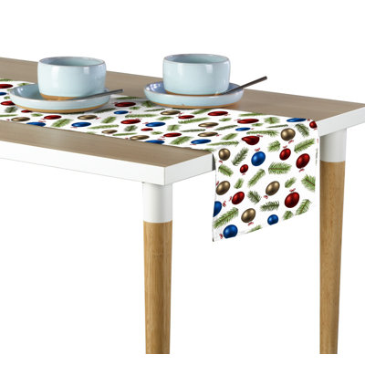 Lyles Christmas Glass Ornaments Table Runner