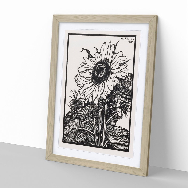 Sunflower by Julie De Graag - Picture Frame Painting, 65cm H x 48cm W x 2cm D, Oak Framed