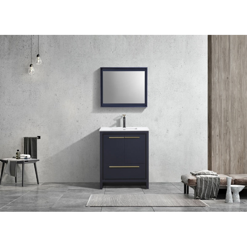 Tulughan Modern 30" Single Bathroom Vanity Set - Nature Wood, Blue