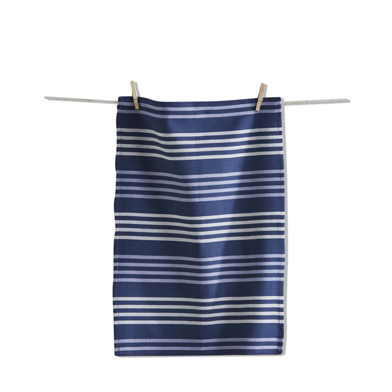 Basket Weave Stripe Dishtowel Gray, Blue