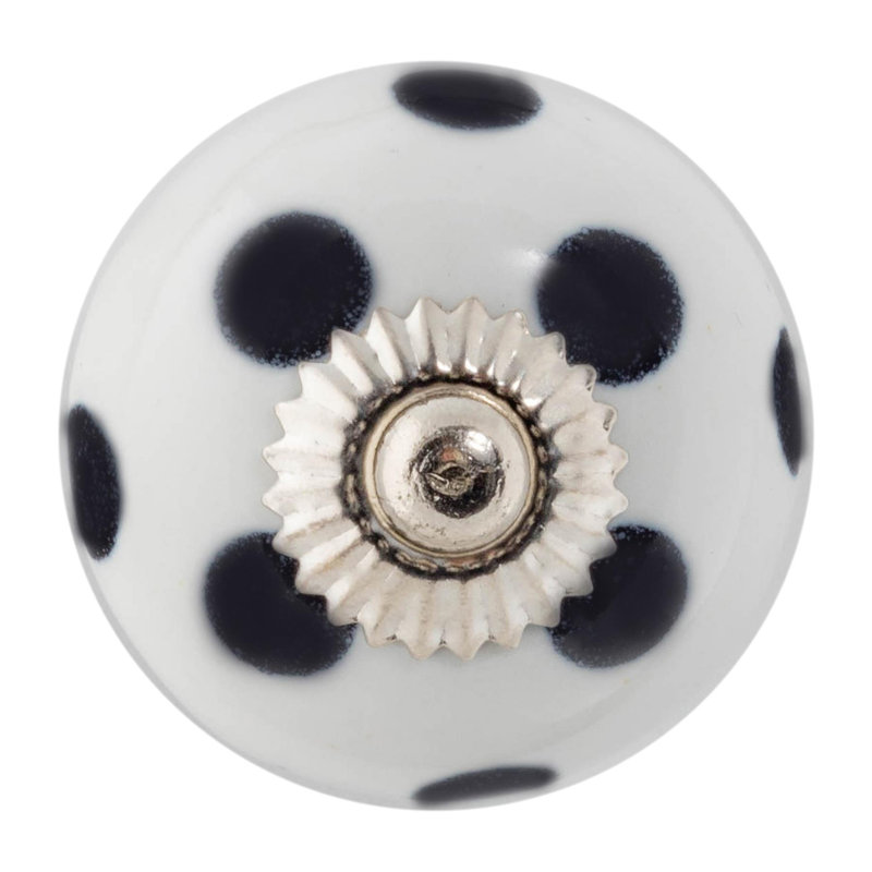 Nicola Spring - Round Ceramic Cabinet Knob, White/Black