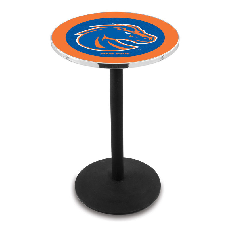 Round Metal Base Dining Table, Black Wrinkle, Boise State University