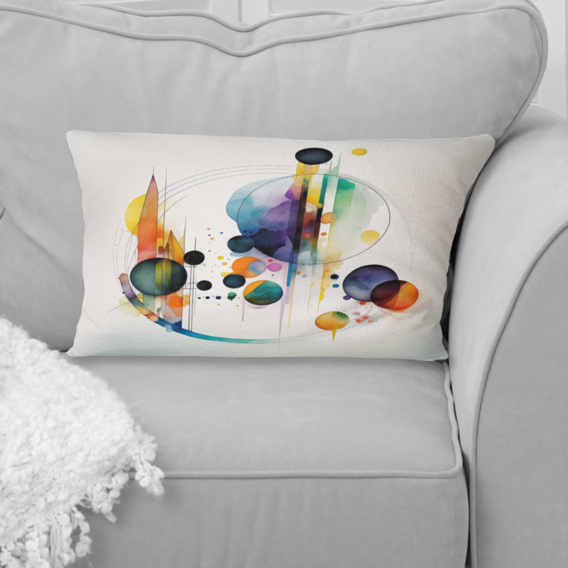 Coussin multicolore aquarelle géométrique I - imprimé géométrique abstrait