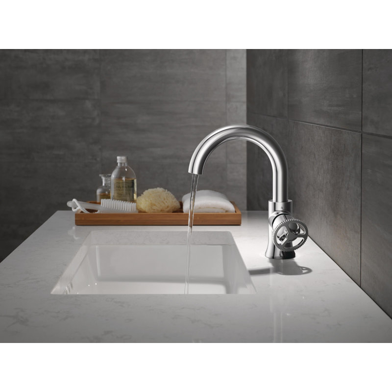 Trinsic Single Hole Bathroom Faucet with Wheel Handle, Single Handle Bathroom Sink Faucet, Chrome