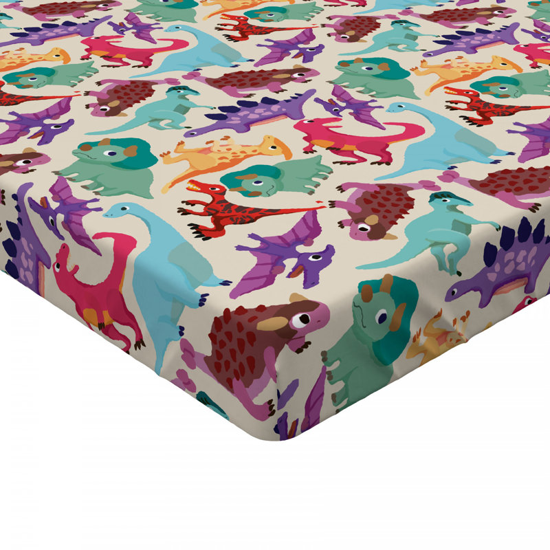 Microfiber Fitted Sheet, Full Fitted Sheet, Purple/Blue Dinosaur
