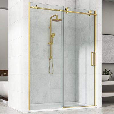 44"-48" W x 76" H Single Sliding Frameless Shower Door with 3/8" (10mm) Crystal Clear Tempered Glass
