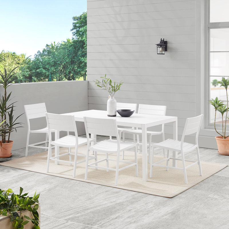 Ensemble repas extérieur en aluminium pour 6 personnes Armando, Blanc