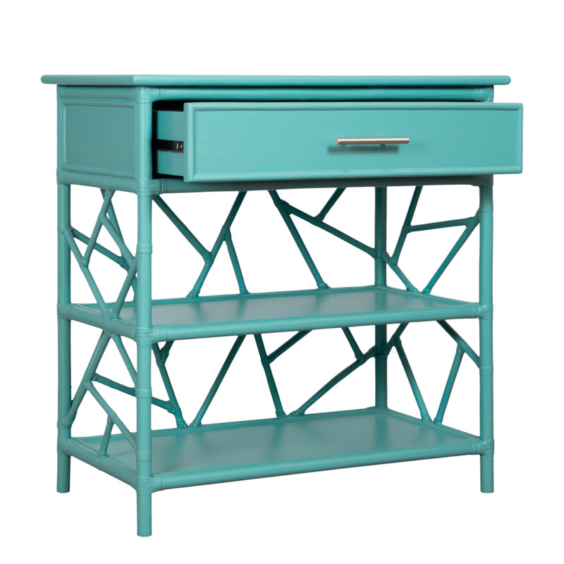 End Table with Storage, Turquoise