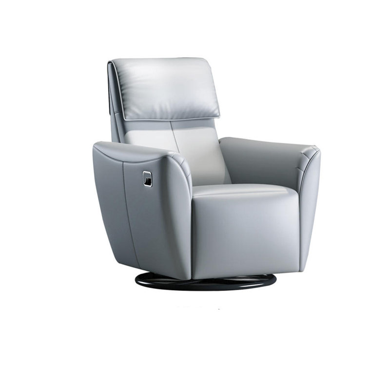 Leahey Faux Leather Recliner, Light Gray Faux Leather