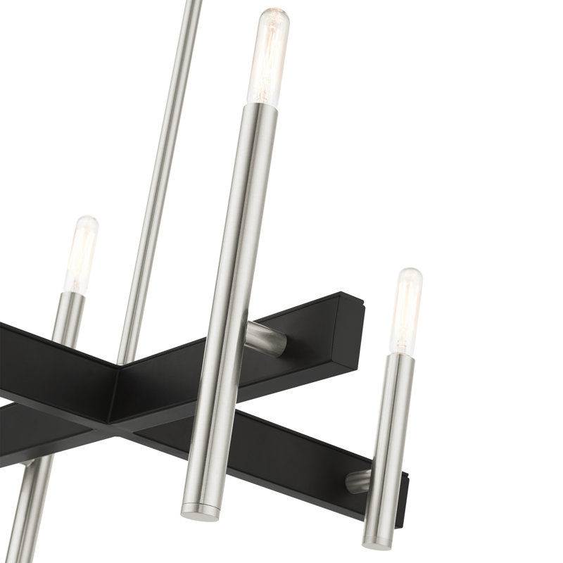 Lustre linéaire moderne à 4 lumières Azan, Nickel brossé