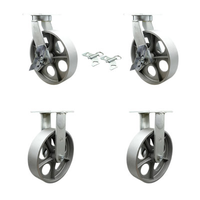 4 Piece Heavy Duty Semi Steel Cast Iron Caster Set