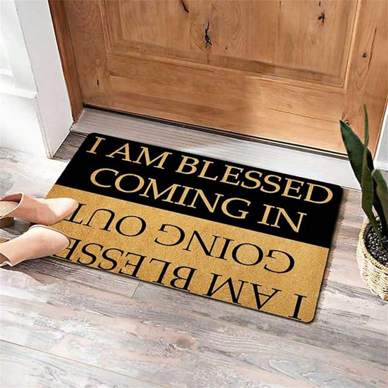 Tapis d'entrée d'entrée en polyester 15,9 po x 23,7 po «I AM Blessed» à séchage rapide avec envers antidérapant