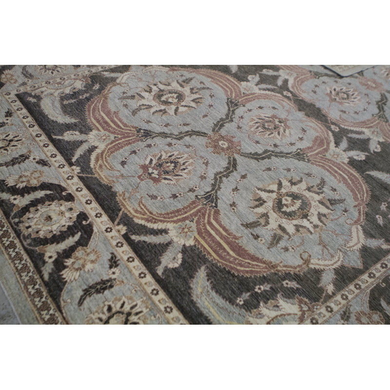Ziegler Wool Oriental Area Rug in Light Blue/Black