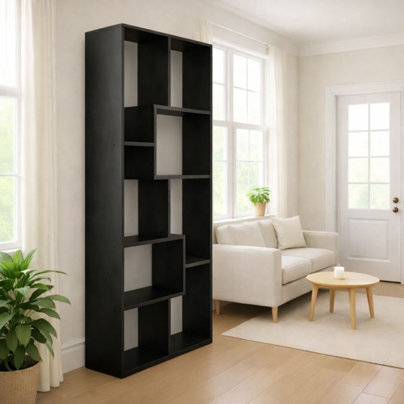 Bibliothèque asymétrique à 5 niveaux, Noir