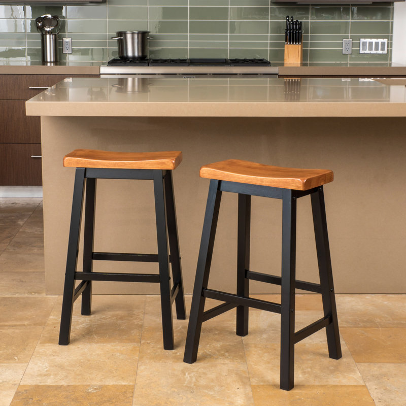  Ensemble de 2 tabourets de bar Modern Modern avec structure en métal robuste et siège en bois, Naturel