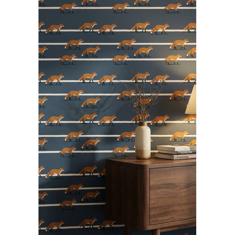 Papier peint à motif d'animaux Fox, Texturé non collé