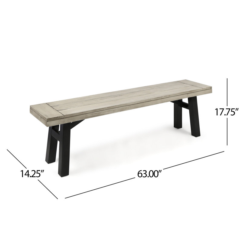 Ensemble de 2 bancs d'extérieur Wren, panneau de lattes, bois d'acacia gris 63 pouces