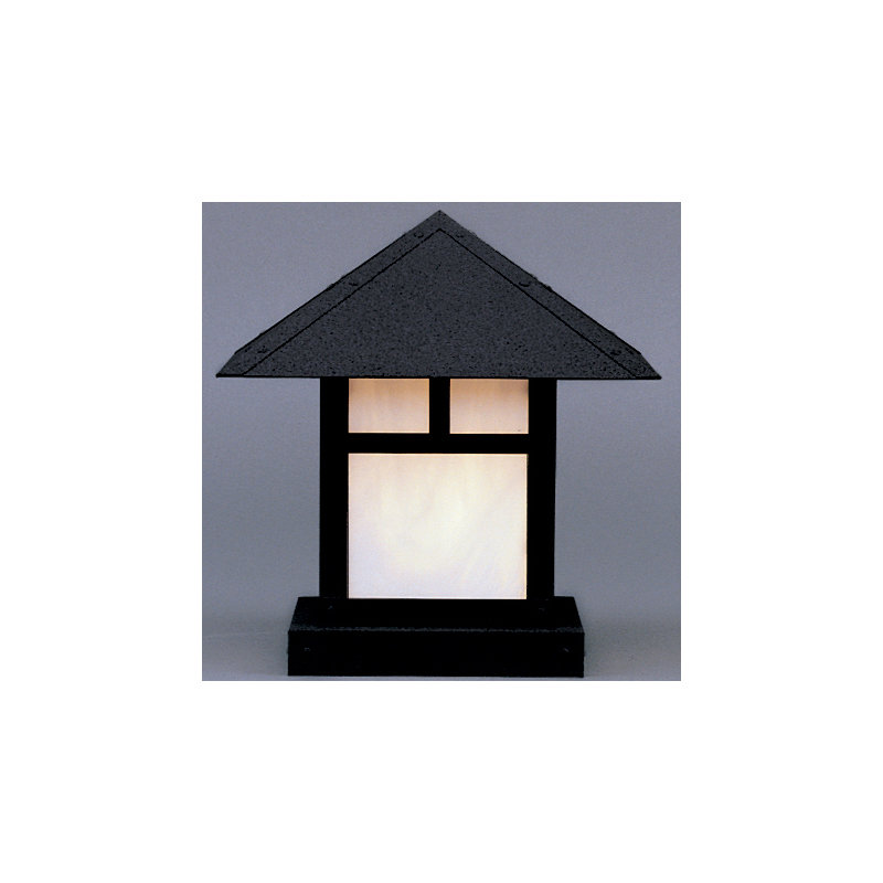 McLoud Pier Mount Light, 16.25" H x 16" W / T-bar, Satin Black, White Opalescent