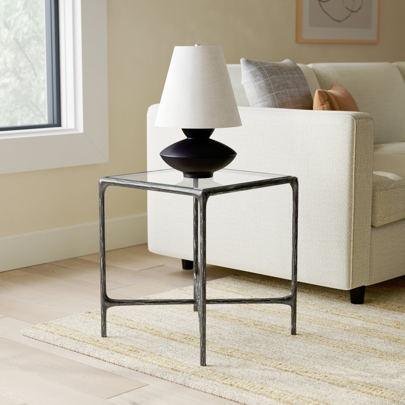 Evelynn End Table, Black, Clear