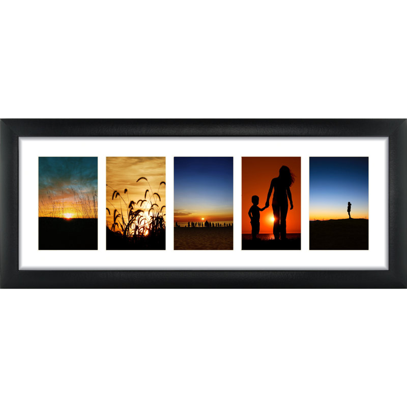 Black Matte Picture Frame with Mat, 4" x 6", 8" x 22"