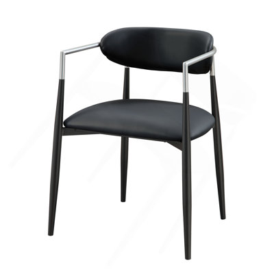 Chaise avec accoudoirs en cuir synthétique noir Gavan (ensemble de 2)