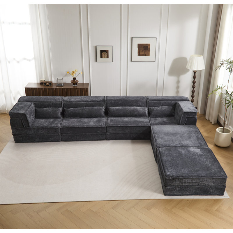 157.48" U-Shaped Sectional, Dark Gray