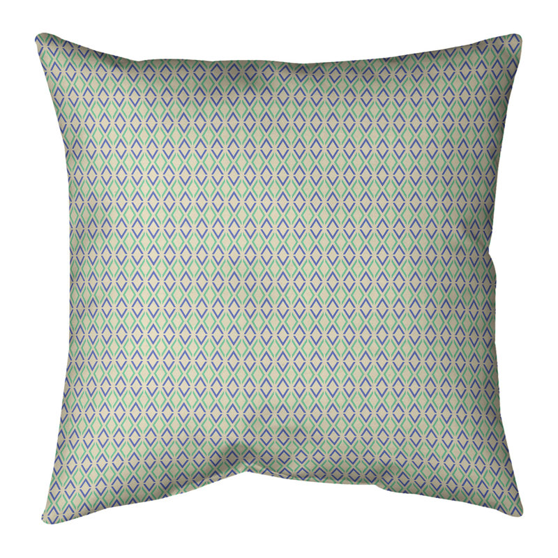 Housse et insert de coussin carré Mcguigan, Bourre en polyester, H 16 po x l 16 po, Bleu glacier / vert