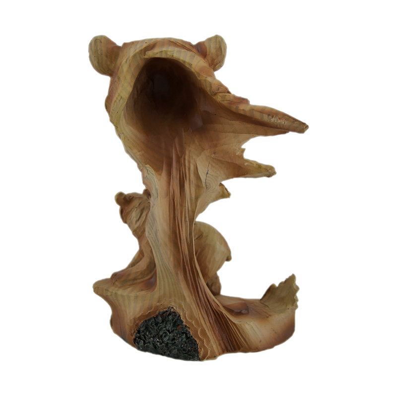 Décoration pour ourson et étagère Gitano rustique en polyrésine coulée avec finition brun aspect bois sculpté - 7 po de hauteur, 4,5 po de longueur, 3,5 po de largeur