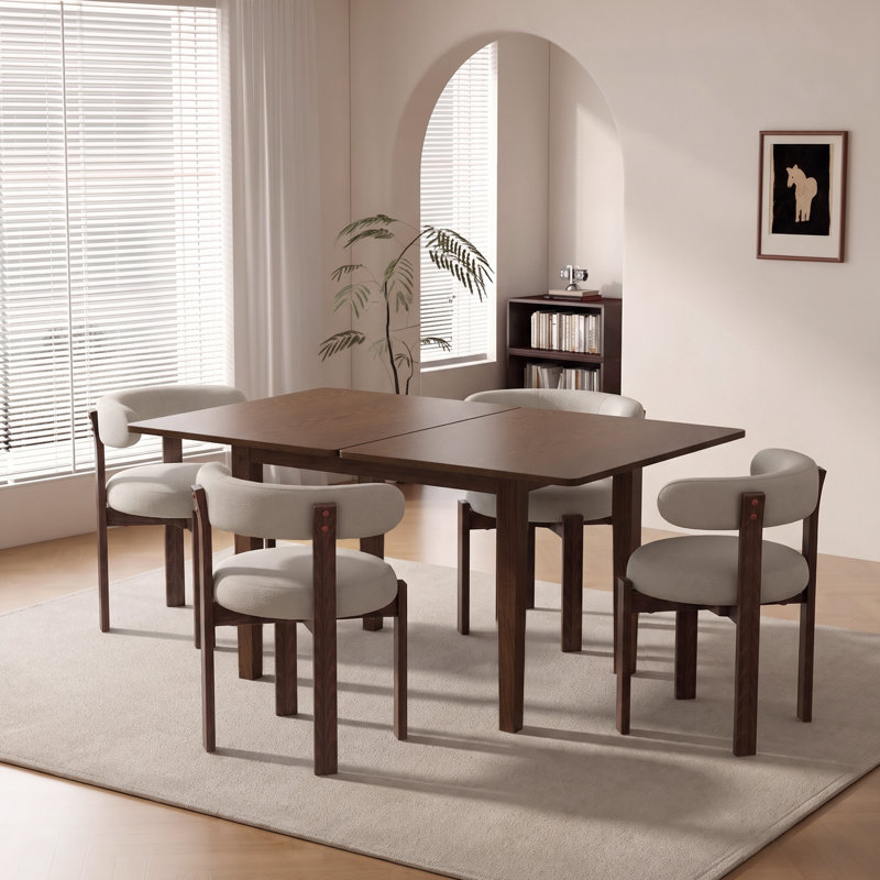 Ensemble de salle à manger 5 pièces 51,18 po rectangulaire pliant avec chaises rembourrées, White