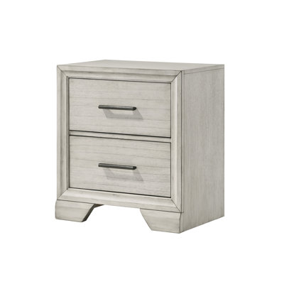 1pc Contemporary Style Two Storage Drawers Nightstand End Table Bedroom Solid Wood Wooden Furniture Dark Wood Finish